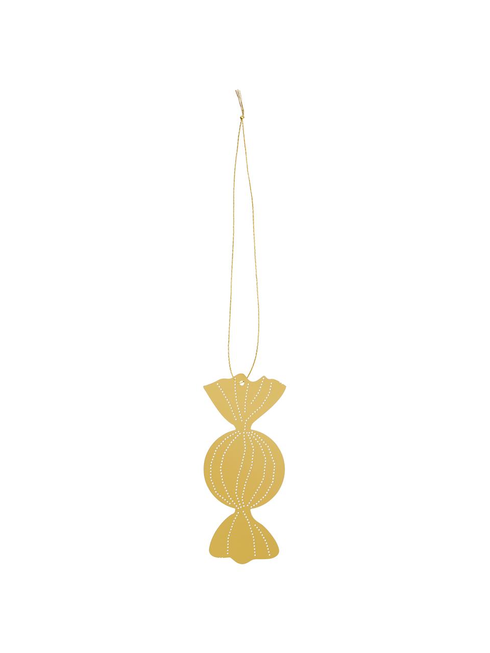 Kerstboomhangers Caramel, 4 stuks, Vermessingd edelstaal, Goudkleurig, B 5 x H 8 cm