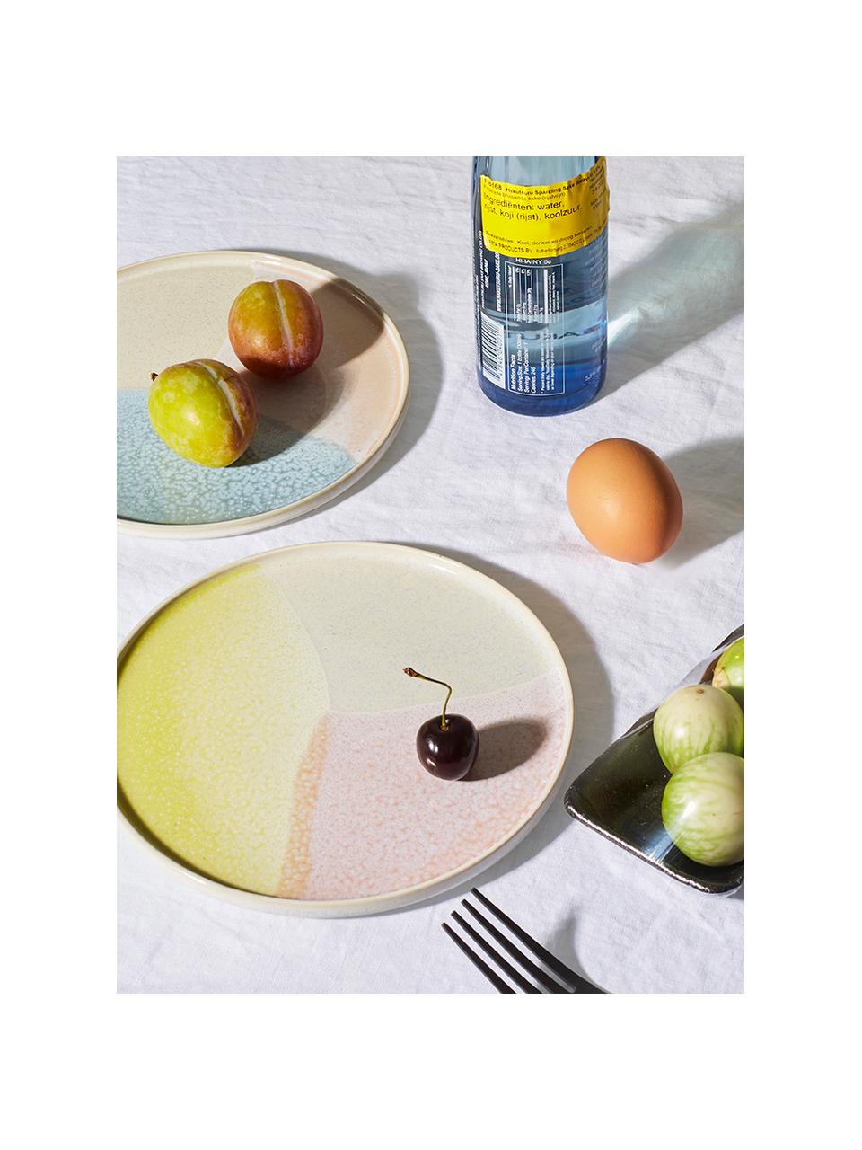 Handgemaakte ontbijtborden Gallery, 2 stuks, Keramiek, Roze, geel, Ø 19 cm