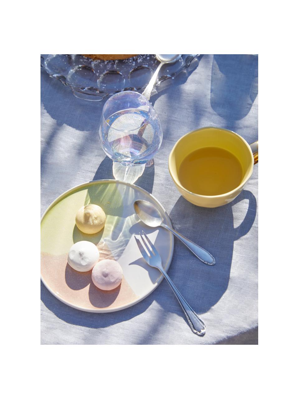 Handgemaakte ontbijtborden Gallery, 2 stuks, Keramiek, Roze, geel, Ø 19 cm
