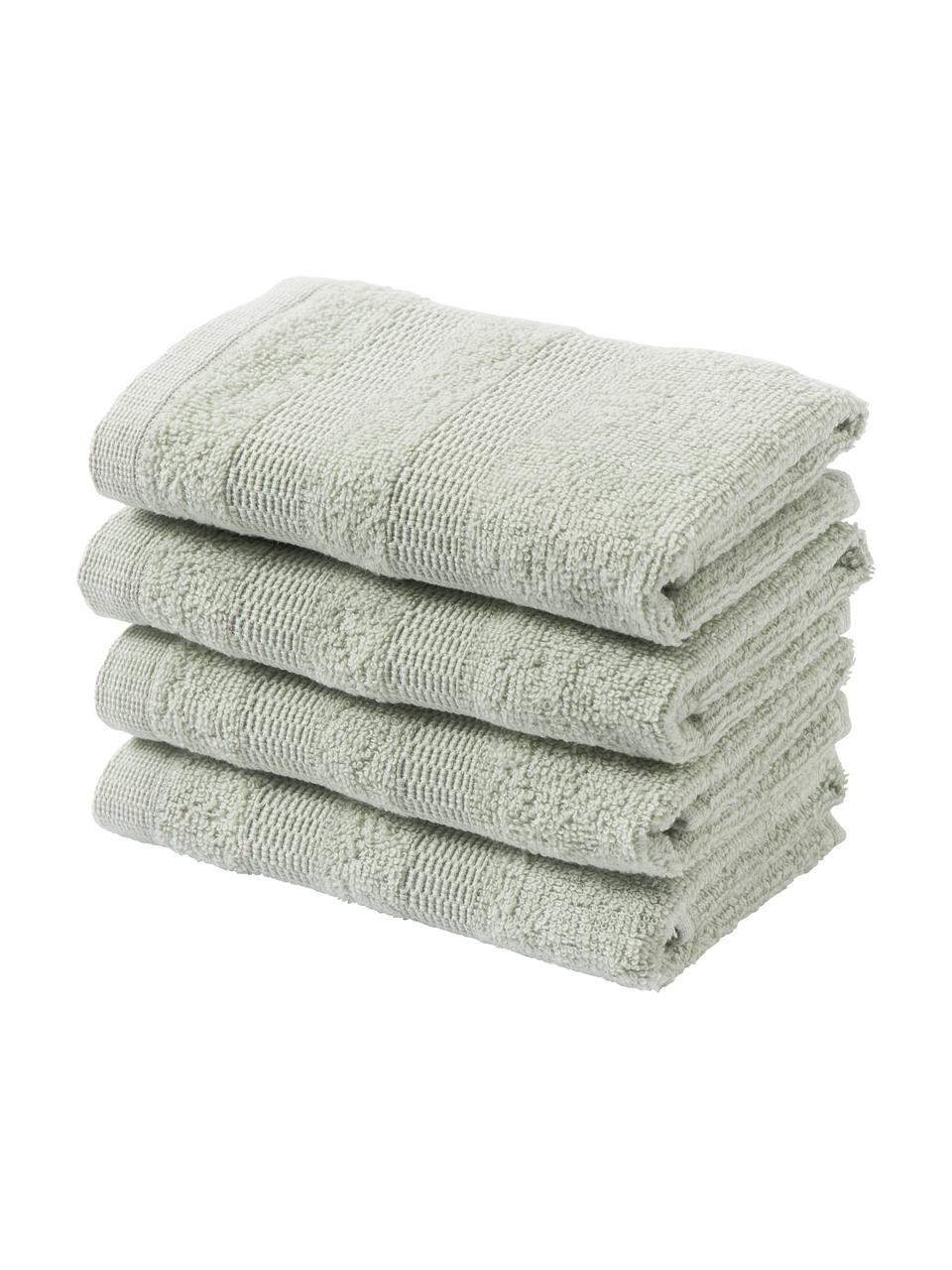 Handdoekenset Camila, 4-delig, 100% katoen, BCI-gecertificeerd
Lichte kwaliteit, 400 g/m²

Het materiaal dat in dit product wordt gebruikt, is getest op schadelijke stoffen en gecertificeerd volgens STANDARD 100 door OEKO-TEX®, 3883CIT, CITEVE, Saliegroen, B 30 x L 50 cm