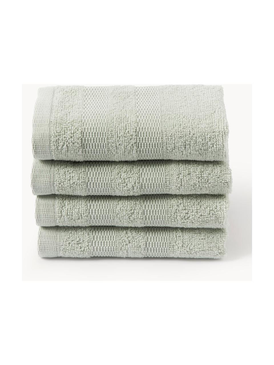 Ręcznik dla gości z bawełny Camila, 4 szt., Szałwiowy zielony, Ręcznik dla gości, S 30 x D 50 cm
