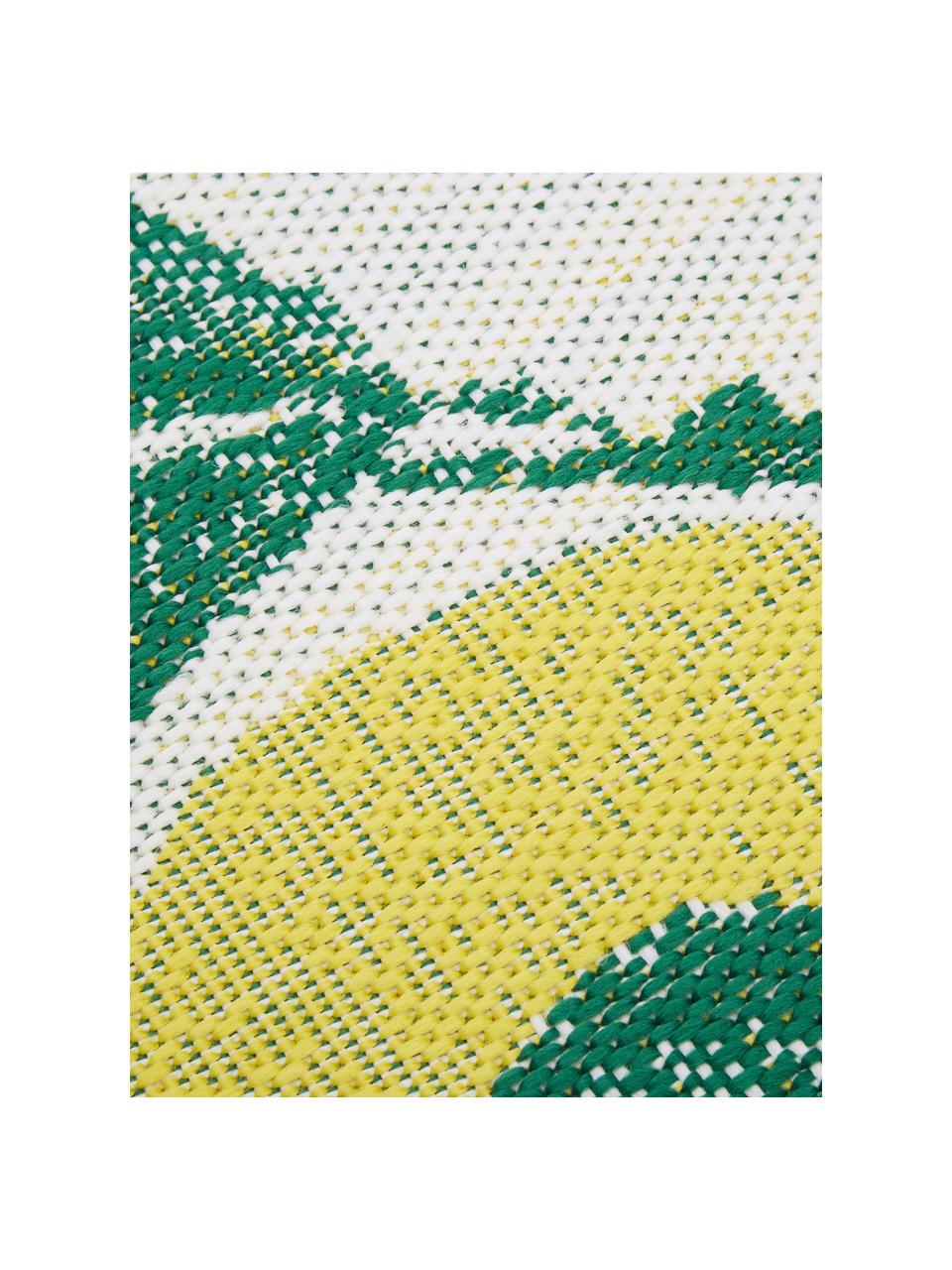 Tapis d'extérieur imprimé citron Limonia, 86 % polypropylène, 14 % polyester, Blanc, jaune, vert, larg. 160 x long. 230 cm (taille M)