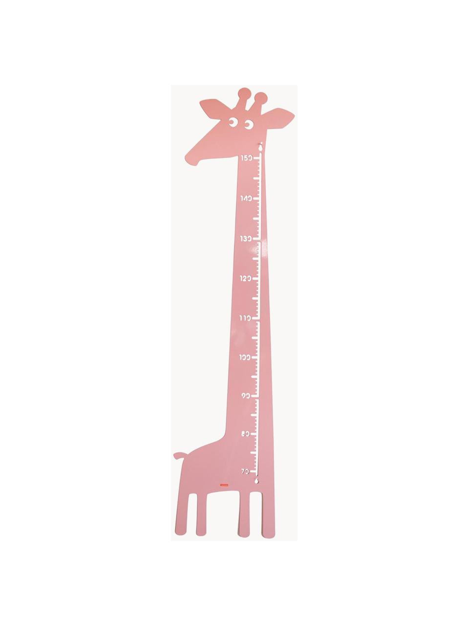 Groeimeter Giraffe, Gepoedercoat metaal, Roze, B 28 cm x H 115 cm