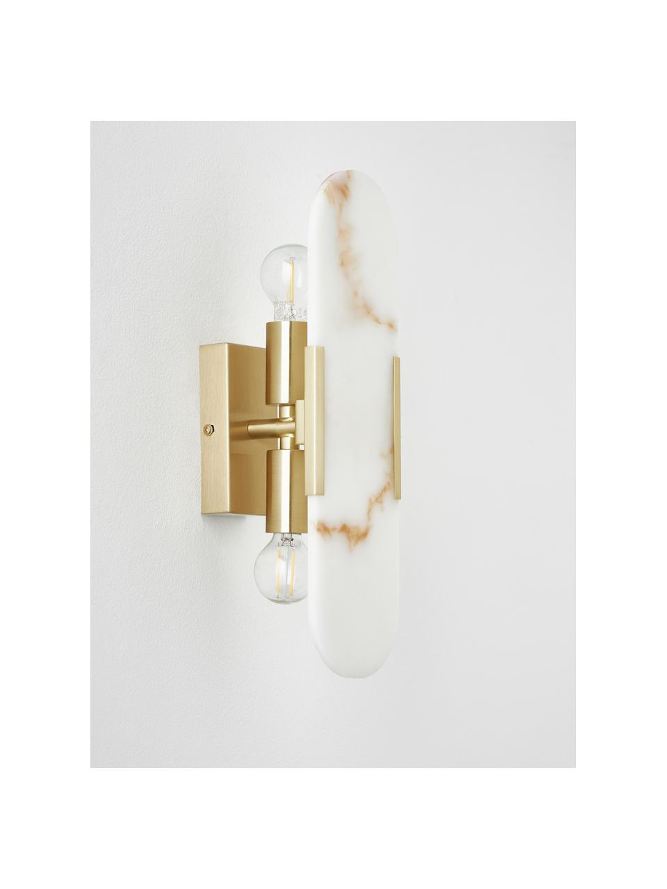 Nástenná lampa so vzhľadom mramoru Galene, Odtiene zlatej, biela, mramorovaná, Š 10 x V 35 cm