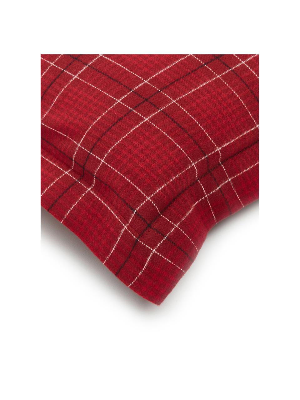 Flanell-Bettwäsche Checked in Rot, kariert, Webart: Flanell Flanell ist ein k, Rot, Weiss, Schwarz, 135 x 200 cm + 1 Kissen 80 x 80 cm