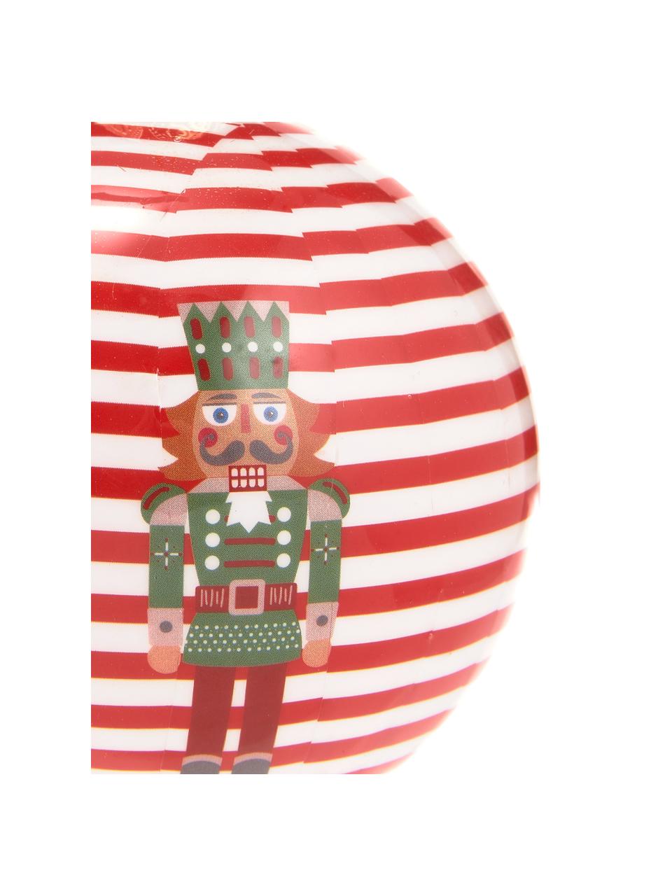 Breukvaste kerstballen Nut Ø 8 cm, 4 stuks, Rood, wit, groen, Ø 8 cm