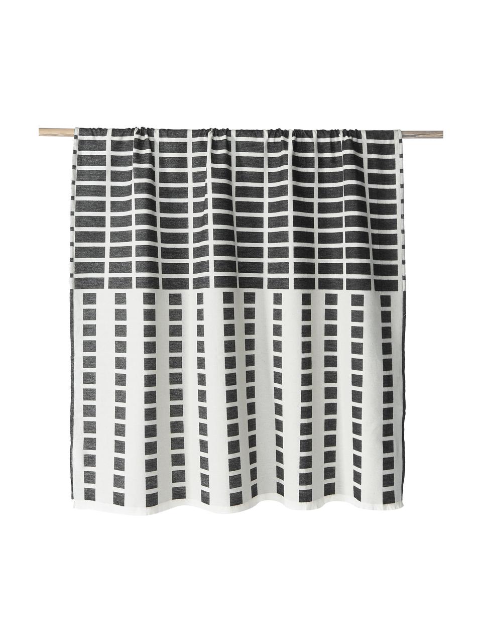 Katoenen plaid Contemporary, 100% katoen, Zwart, wit, B 130 x L 180 cm