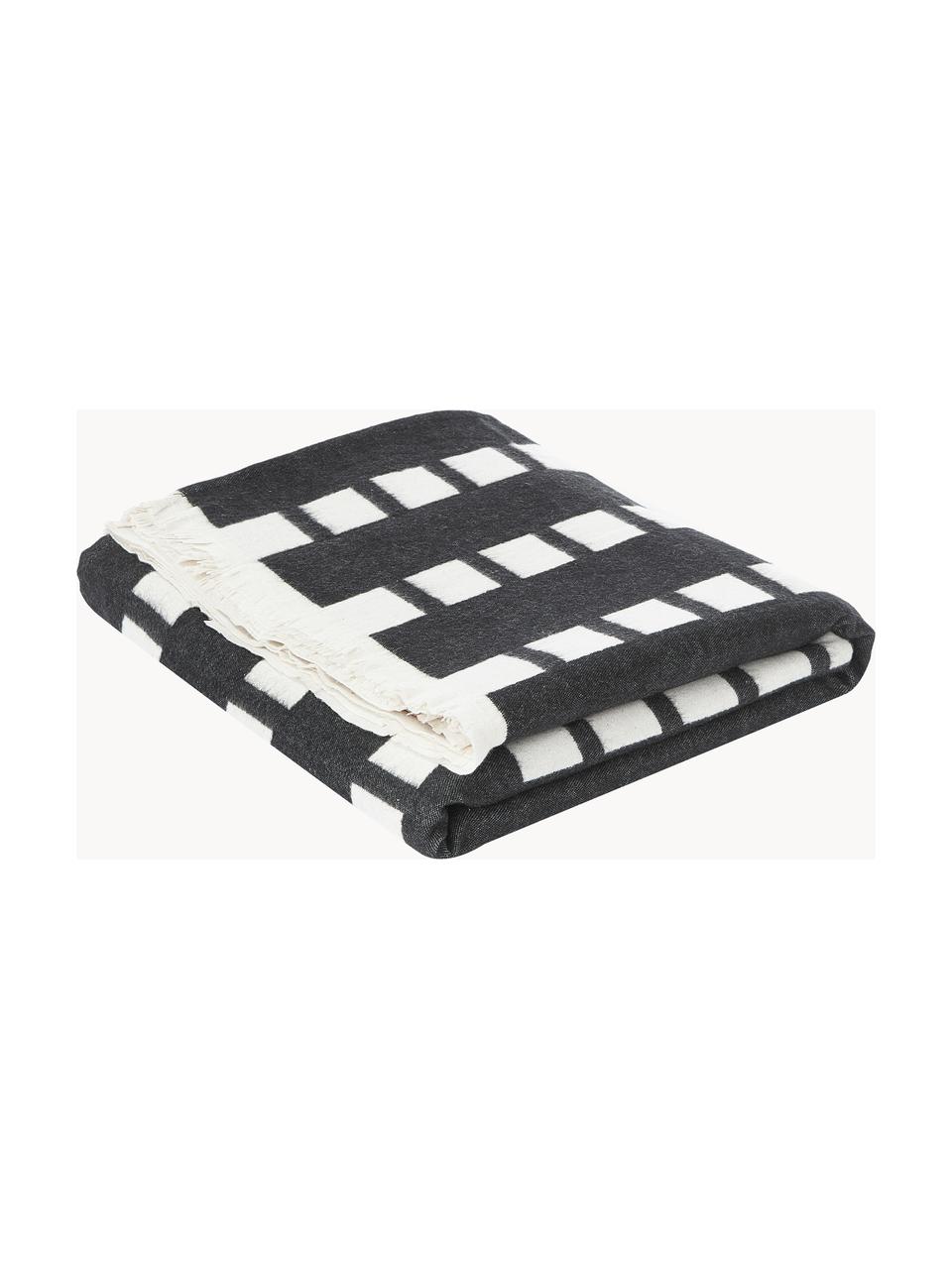 Colcha doble cara de algodón Contemporary, 100% algodón, Negro, blanco, An 130 x Al 180 cm