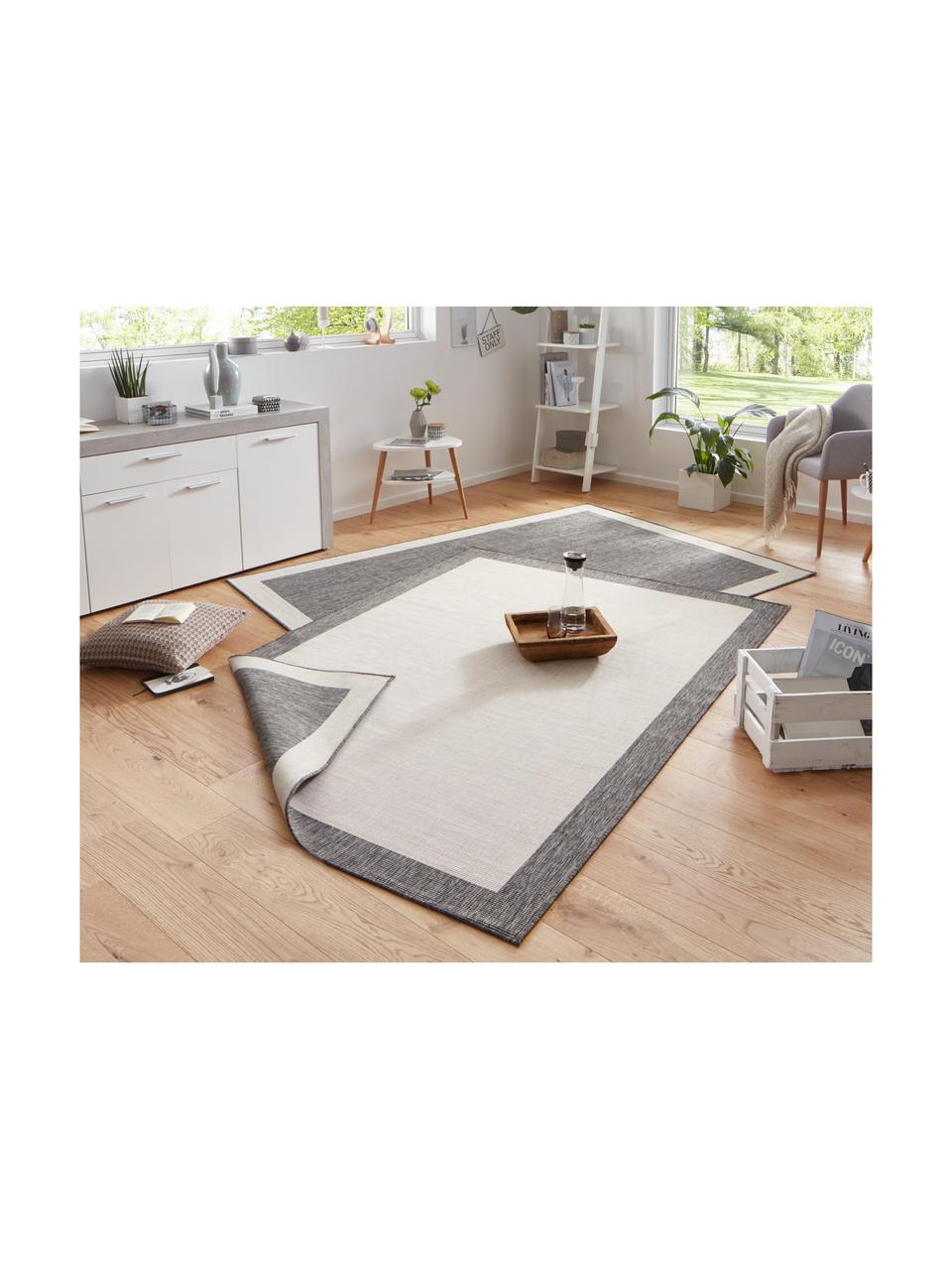 Tappeto reversibile da interno-esterno Panama, Bianco latte, grigio, P 230 x L 160 cm