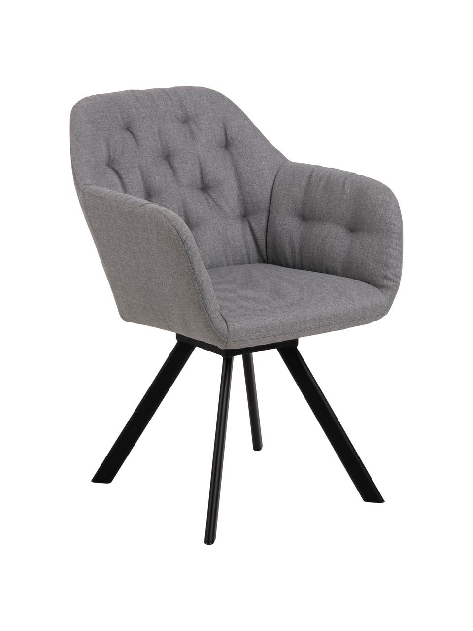 Fauteuil pivotant Lucie, Tissu gris clair, noir