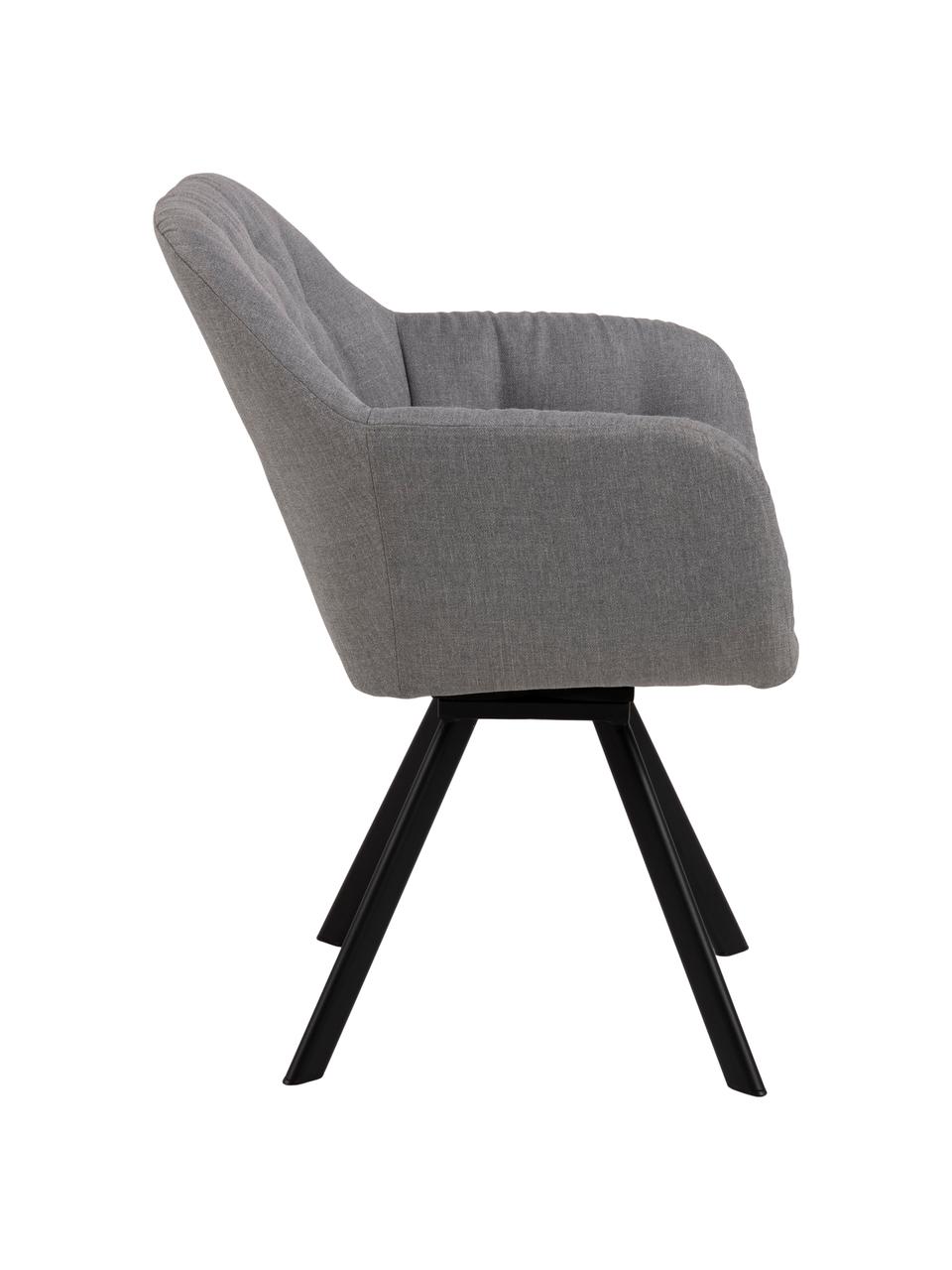 Fauteuil pivotant Lucie, Tissu gris clair, noir