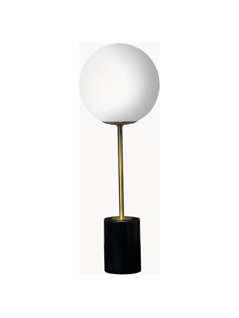 Große Tischlampe Full Moon mit Marmorfuß, Lampenschirm: Glas, Lampenfuß: Marmor, Weiß, Goldfarben, Schwarz, marmoriert, Ø 20 x H 56 cm