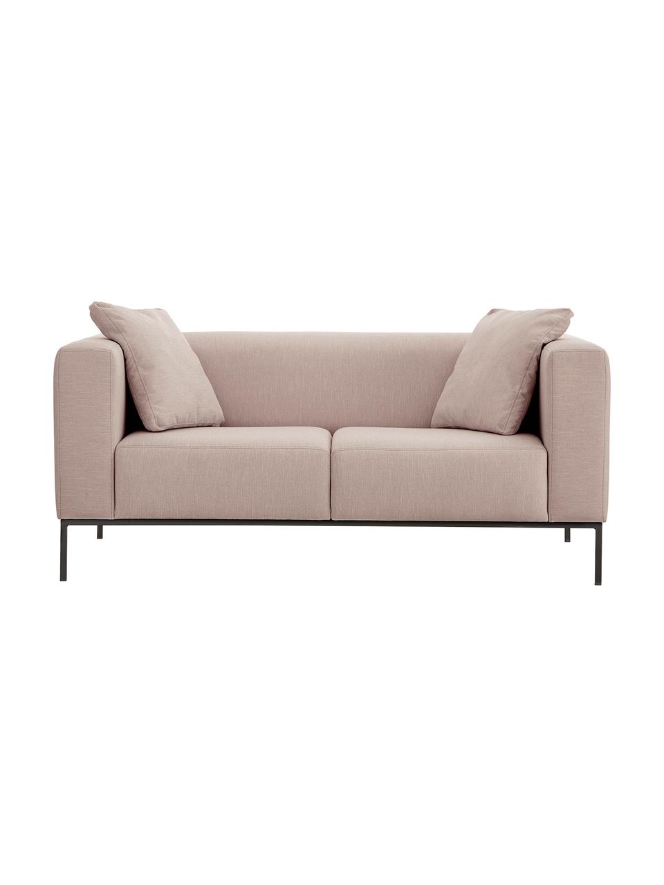 Sofa Carrie (2-Sitzer) in Alrosa mit Metall-Füßen, Bezug: Polyester 50.000 Scheuert, Gestell: Spanholz, Hartfaserplatte, Füße: Metall, lackiert, Webstoff Altrosa, B 176 x T 86 cm