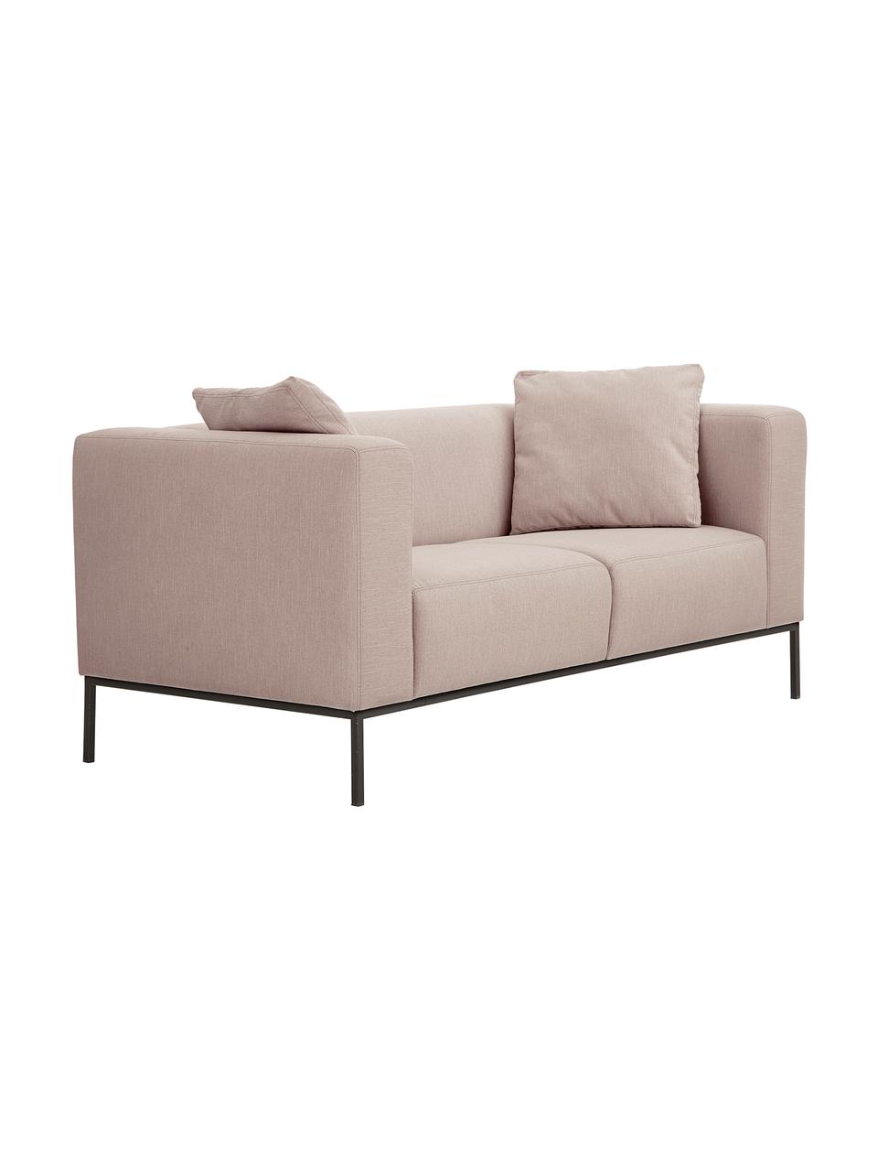 Sofa Carrie (2-Sitzer) in Alrosa mit Metall-Füßen, Bezug: Polyester 50.000 Scheuert, Gestell: Spanholz, Hartfaserplatte, Füße: Metall, lackiert, Webstoff Altrosa, B 176 x T 86 cm