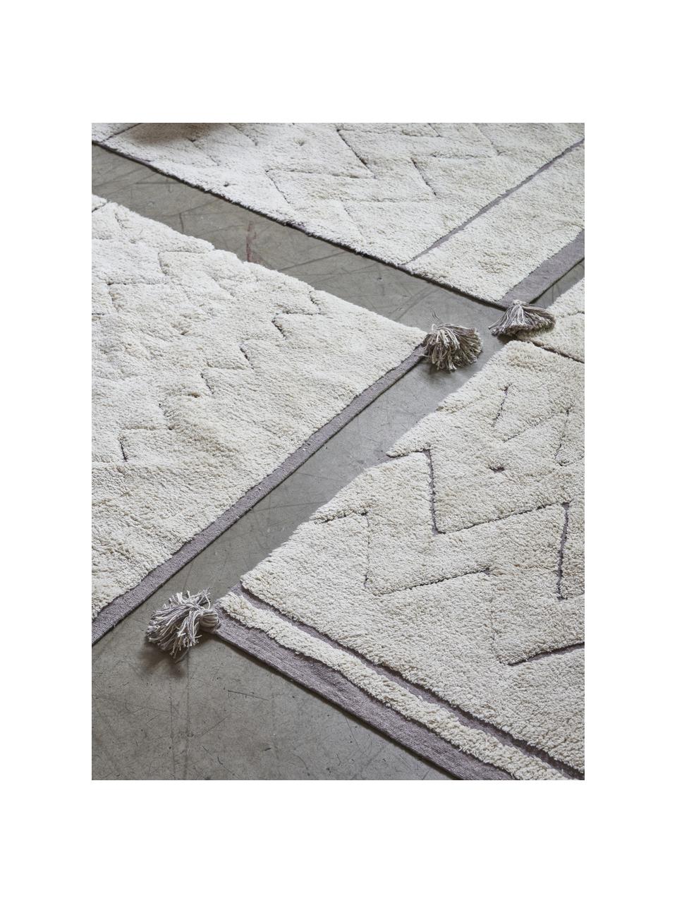 Tapis en coton ethnique Azteca, Beige, imprimé, larg. 90 x long. 130 cm (taille XS)