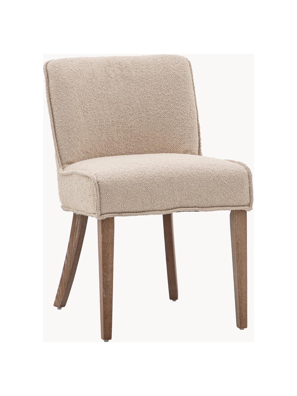 Gestoffeerde stoelen Tarnby, 2 stuks, Bekleding: 100% polyester, Poten: eikenhout, Geweven stof lichtbeige, eikenhout, B 49 x D 59 cm