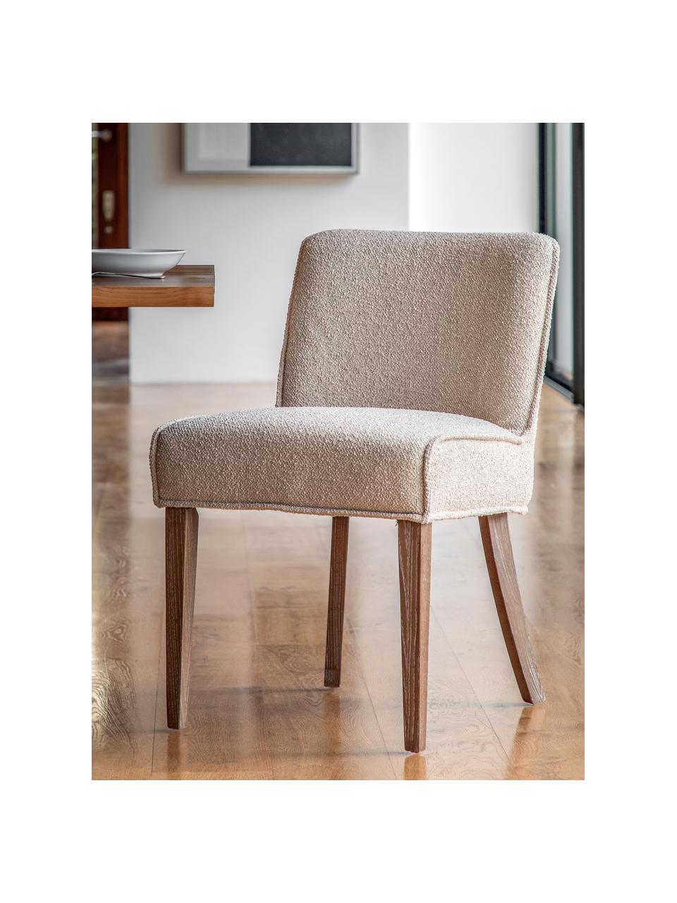 Krzesło tapicerowane Tarnby, 2 szt., Tapicerka: 100% poliester, Nogi: drewno dębowe, Jasnobeżowa tkanina, drewno dębowe, S 49 x G 59 cm