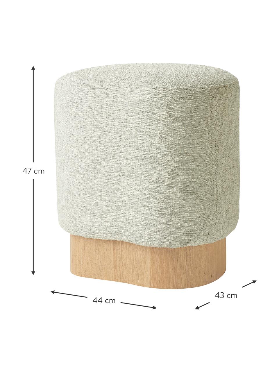 Sgabello in bouclé Yves, Rivestimento: 100% poliestere Con 40.00, Struttura: multistrato di eucalipto,, Bouclé verde salvia, Larg. 43 x Alt. 47 cm