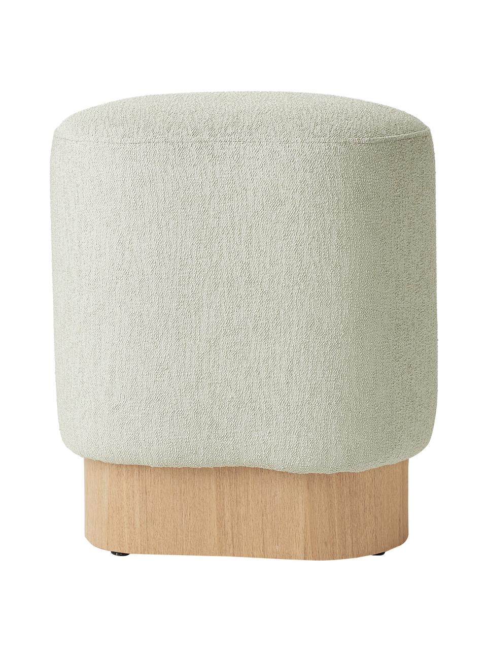 Bouclé-Hocker Yves, Bezug: 100 % Polyester Der hochw, Korpus: Eukalyptussperrholz, Mitt, Sockel: Eschenholzfunier, Bouclé Salbeigrün, B 43 x H 47 cm