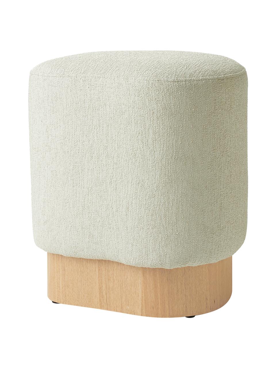Bouclé-Hocker Yves, Bezug: 100 % Polyester Der hochw, Korpus: Eukalyptussperrholz, Mitt, Sockel: Eschenholzfunier, Bouclé Matcha-Grün, B 43 x H 47 cm