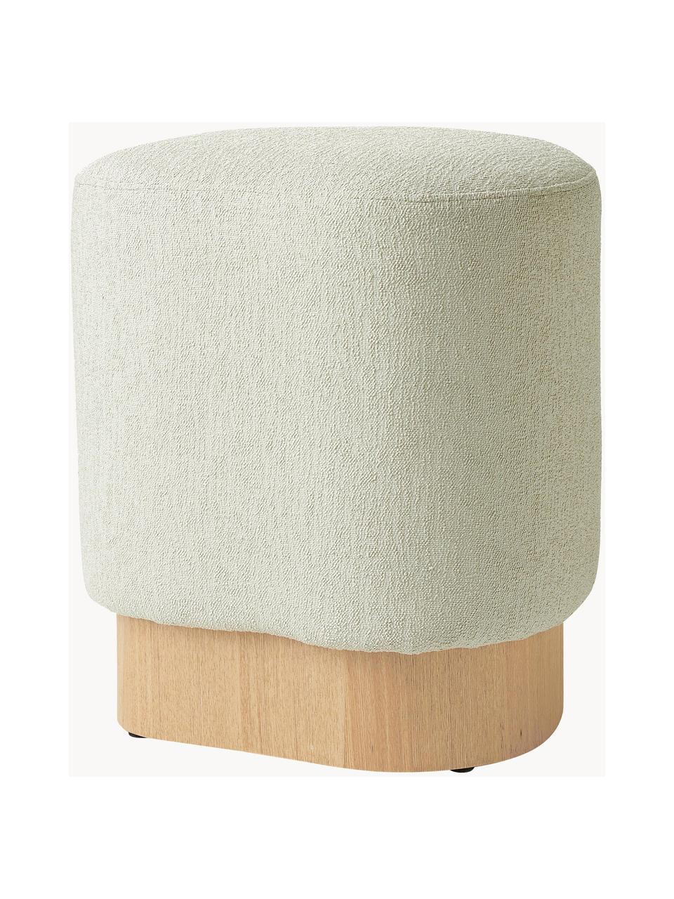 Pouf en tissu bouclé Yves, Bouclé vert sauge, larg. 43 x haut. 47 cm