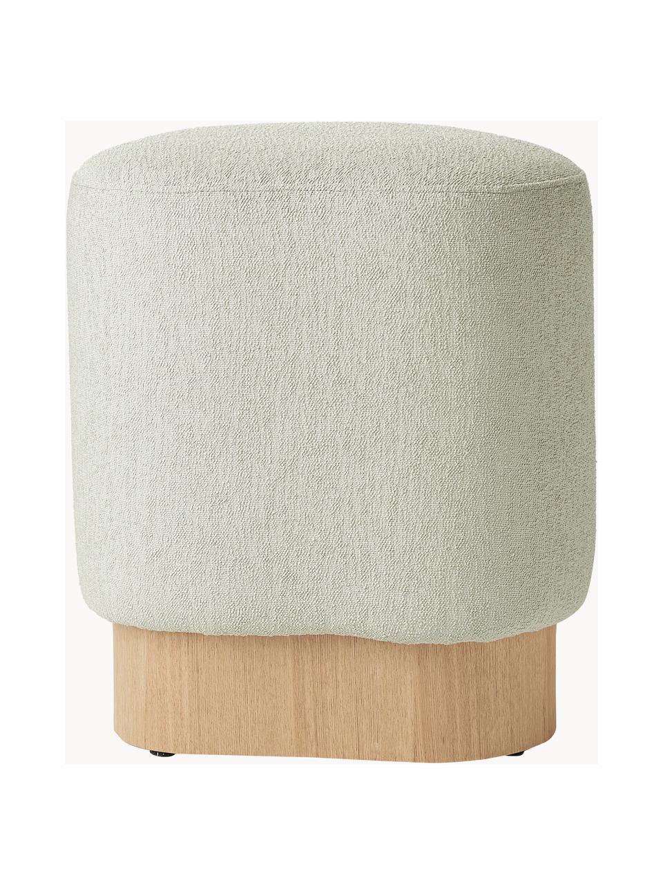 Pouf en tissu bouclé Yves, Bouclé vert sauge, larg. 43 x haut. 47 cm