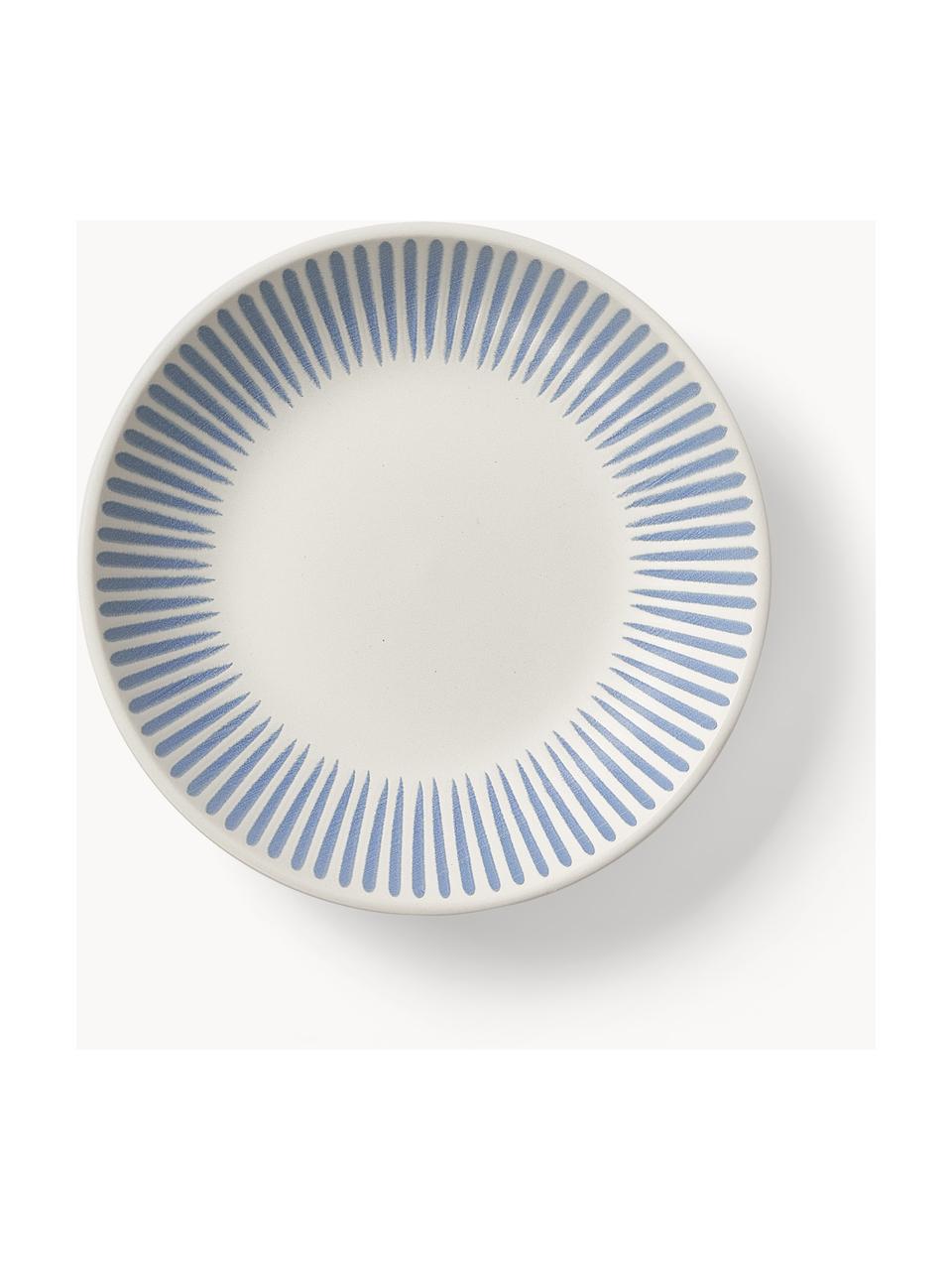 Service de table avec motif à rayures Zabelle, 4 personnes (12 élém.), Grès cérame, Blanc crème, bleu, 4 personnes (12 élém.)