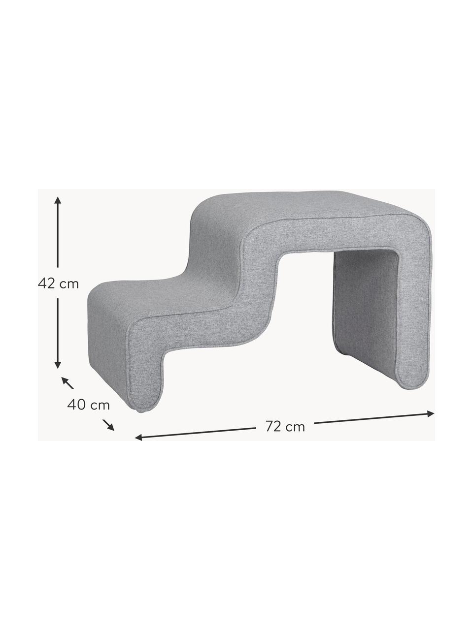 Tabouret rembourré Wave, Tissu gris, larg. 72 x haut. 42 cm