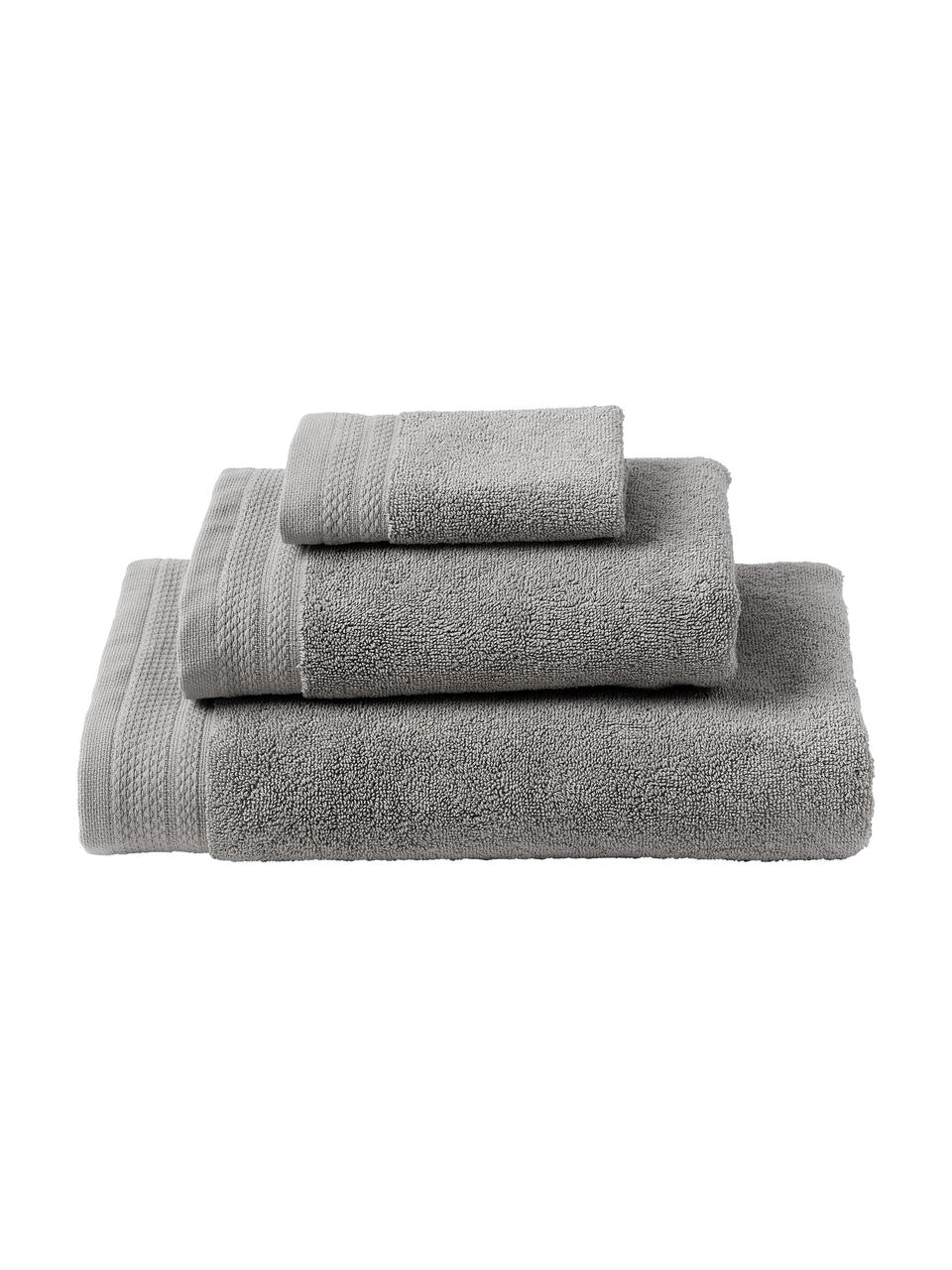 Set 3 asciugamani in cotone organico Premium, 100% cotone organico certificato GOTS (da GCL International, GCL-300517).
Qualità pesante, 600 g/m², Grigio scuro, Set in varie misure