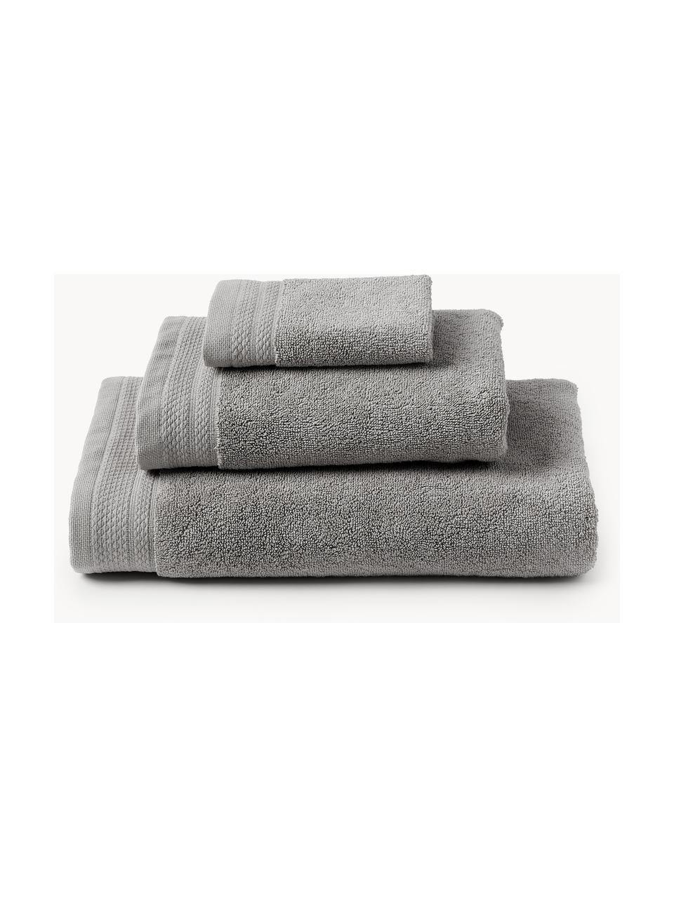 Set di asciugamani in cotone organico Premium, varie misure, 100% cotone organico certificato GOTS (da GCL International, GCL-300517).
Qualità pesante, 600 g/m², Grigio scuro, Set di 4 (asciugamano e telo da bagno)