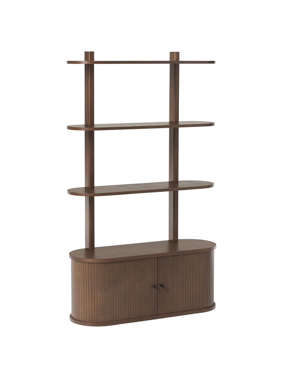 Wandregal Calary mit geriffelter Front, Korpus: Mitteldichte Holzfaserpla, Walnussholz-Optik, B 90 x H 152 cm