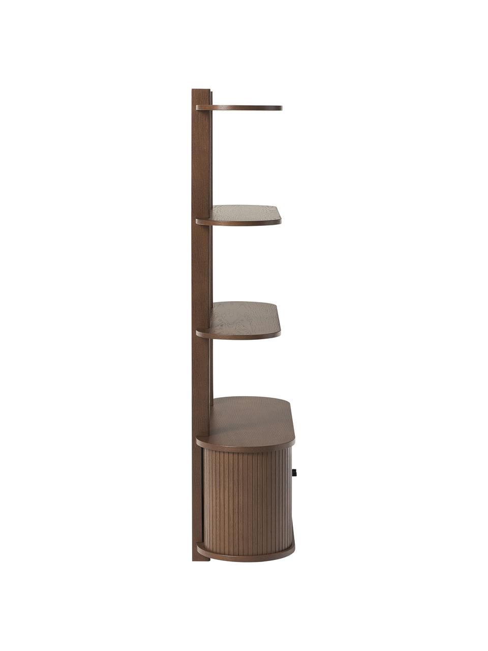 Estante de pared Calary, Estructura: fibras de densidad media , Acabado de madera de nogal, An 90 x Al 152 cm