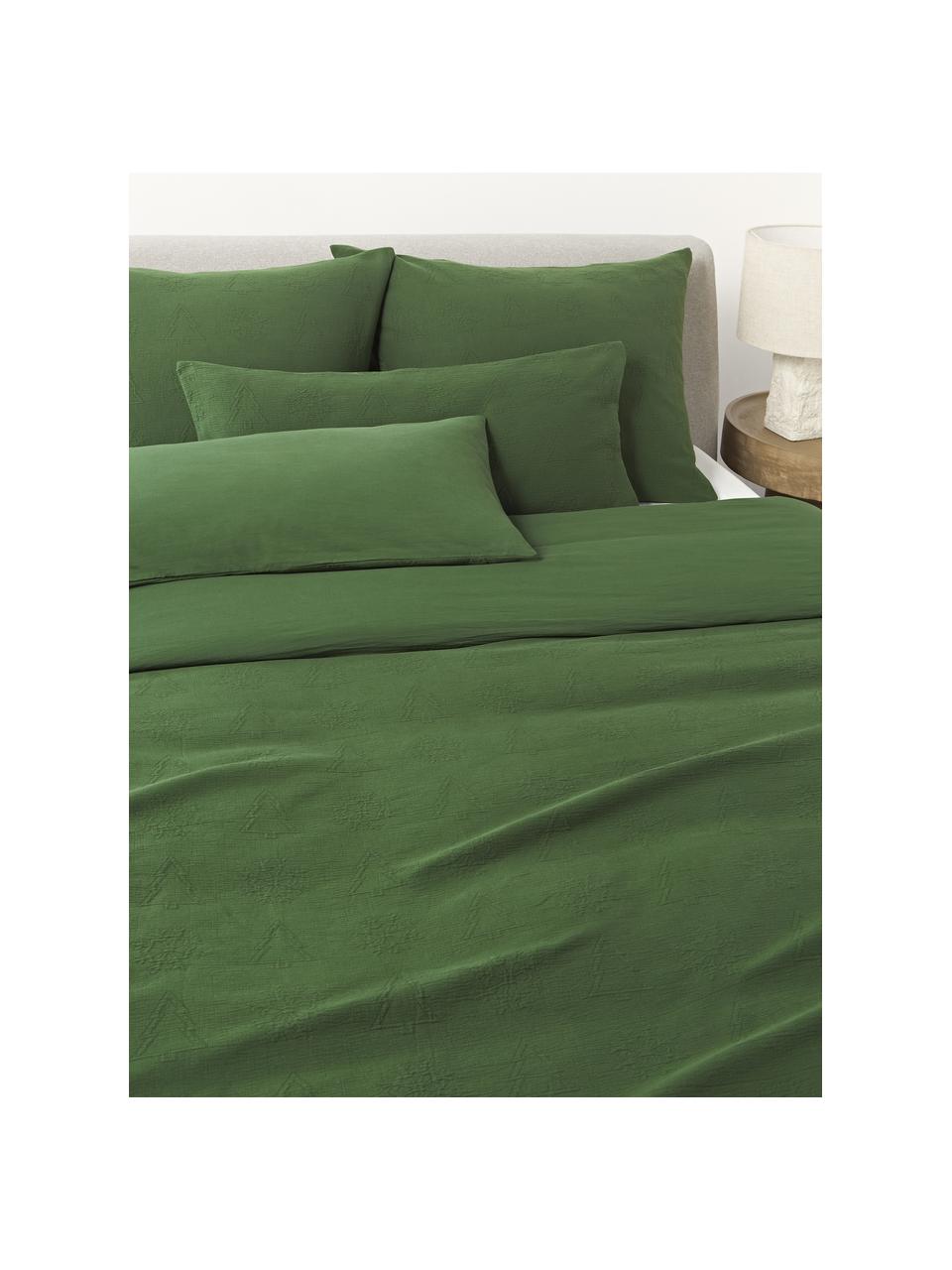 Housse de couette jacquard avec motif de Noël Sanvi, Vert foncé, larg. 200 x long. 200 cm