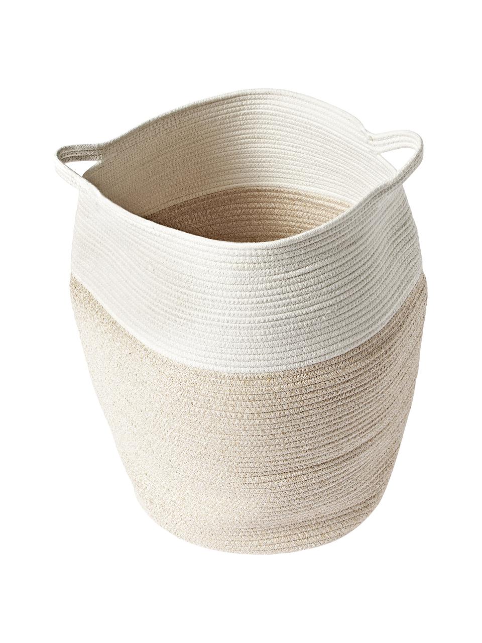 Kosz do przechowywania Kiya, 35% bawełna, 65% poliester, Biały, beżowy, Ø 40 x W 55 cm