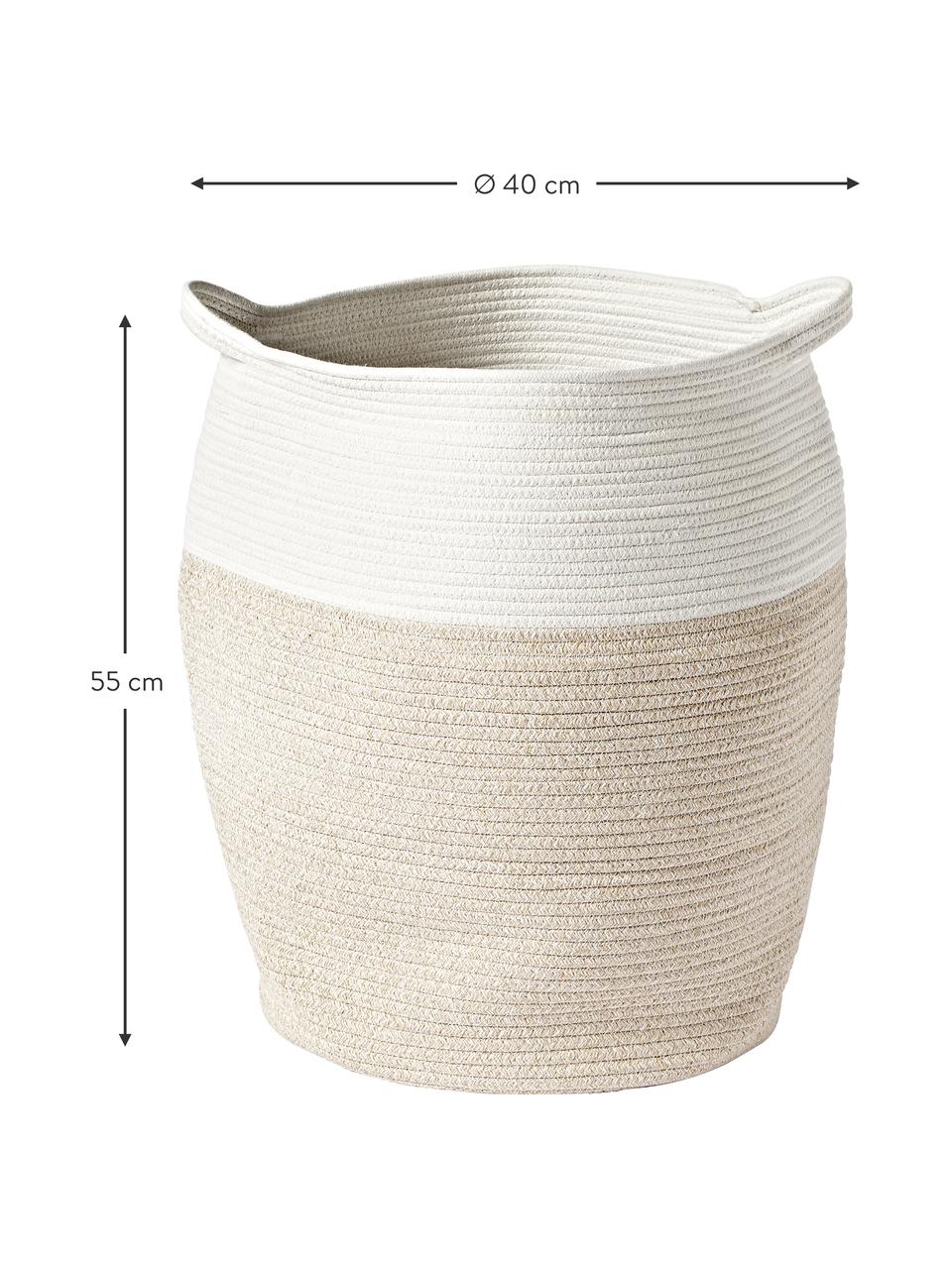 Kosz do przechowywania Kiya, 35% bawełna, 65% poliester, Biały, beżowy, Ø 40 x W 55 cm