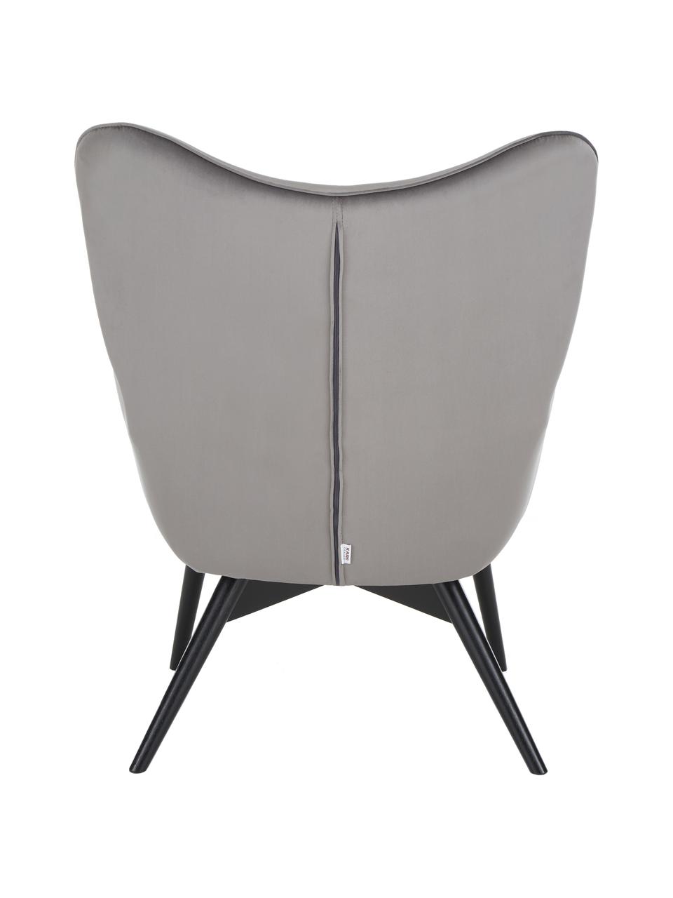 Fauteuil à oreilles en velours gris Vicky, Velours gris