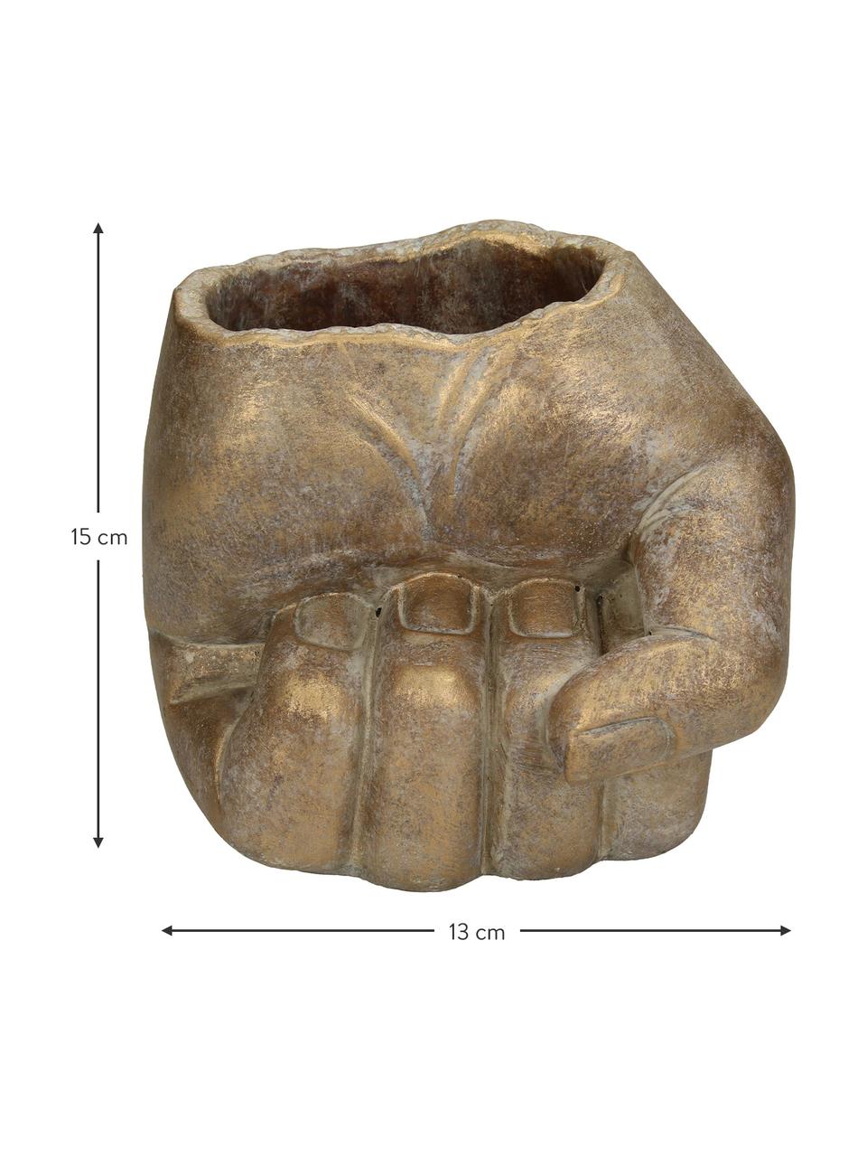 Portavaso Hand, Cemento, Dorato, Larg. 13 x Alt. 15 cm