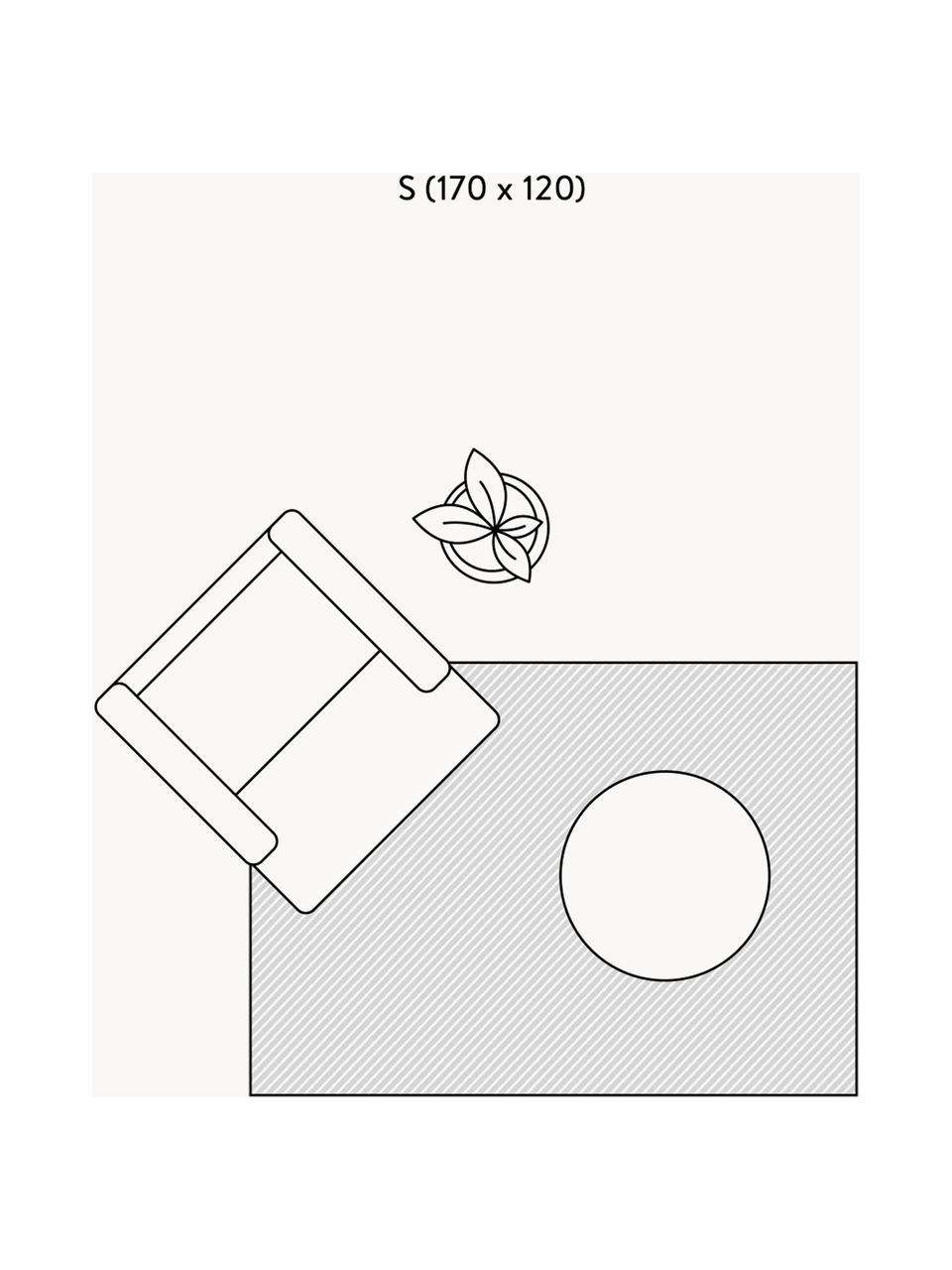 Handgeweven in- & outdoor vloerkleed Bonte met hoog-laag effect, 100% polypropyleen, Crèmewit, B 120 x L 170 cm (maat S)