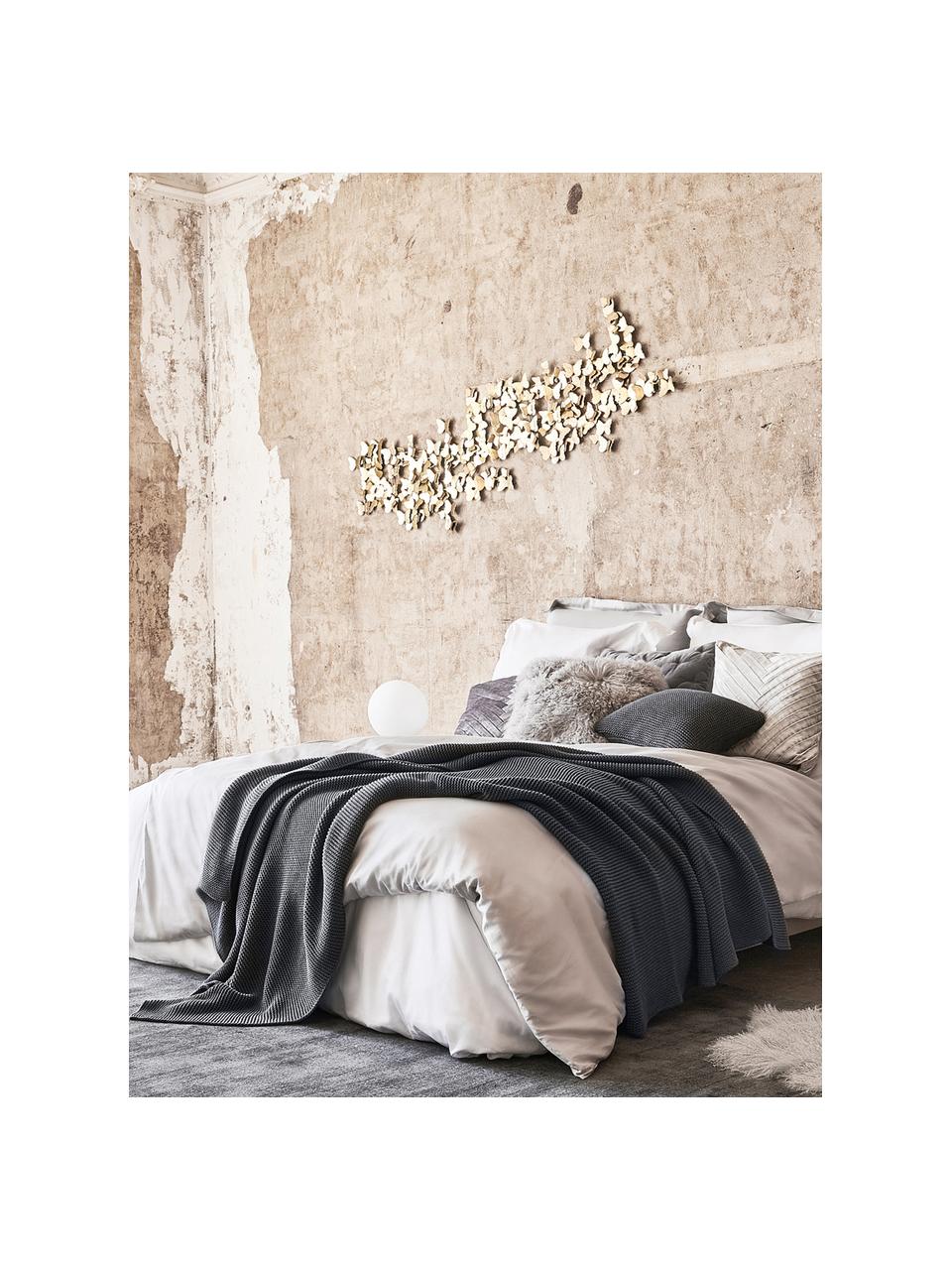 Gebreide plaid Adalyn, 100% biokatoen, GOTS-gecertificeerd, Donkergrijs, B 150 x L 200 cm