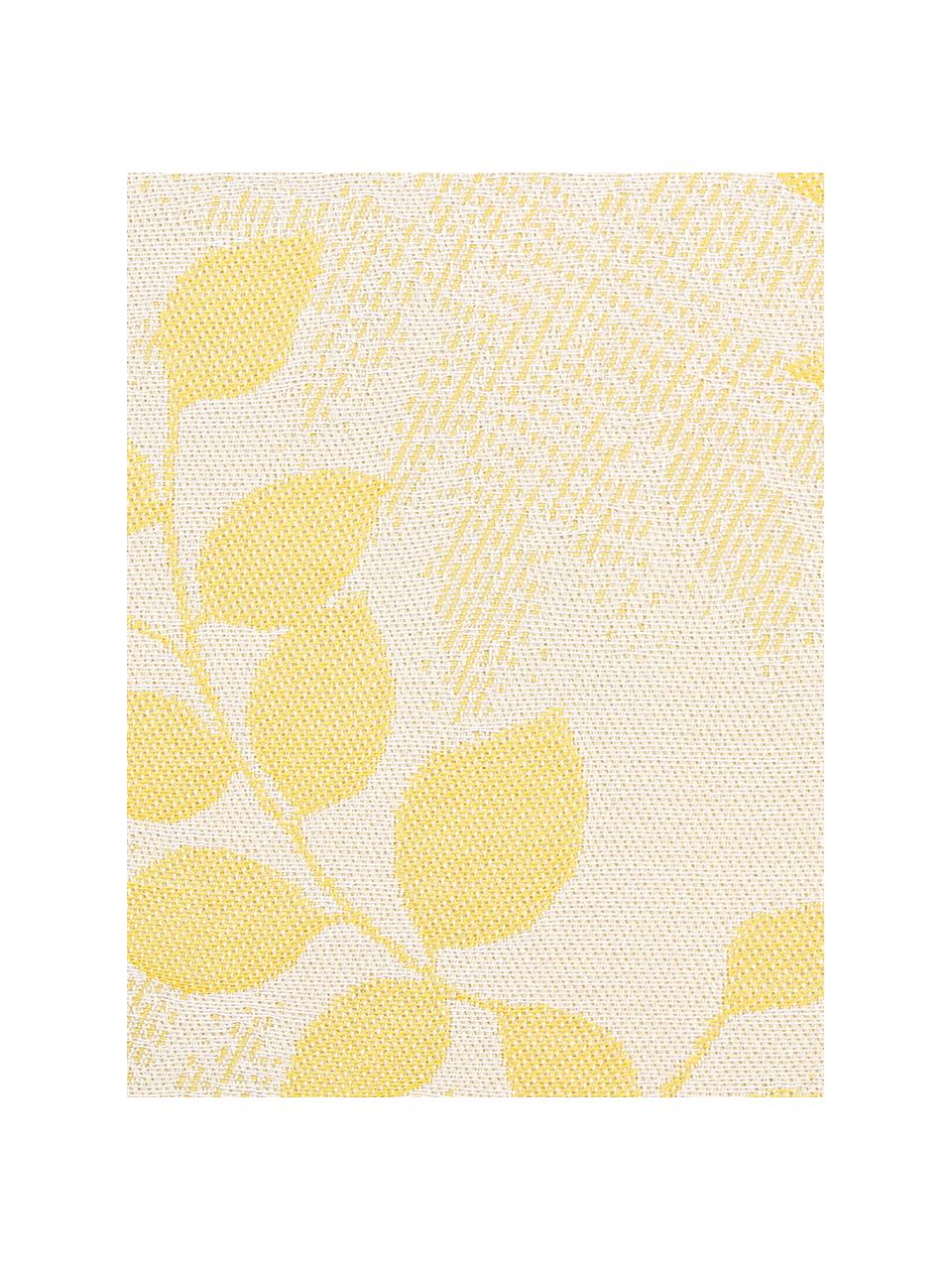 Housse de coussin 50x50 extérieur imprimé feuilles Gomera, Jaune, beige