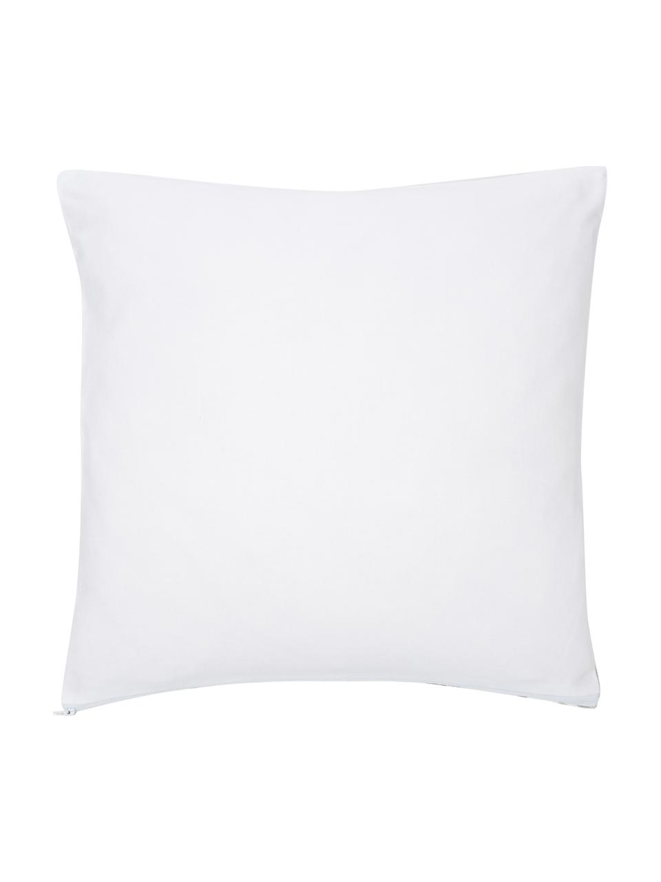 Kussenhoes Palema met palmprint van biokatoen, 100% biokatoen, GOTS-gecertificeerd, Wit, B 45 x L 45 cm