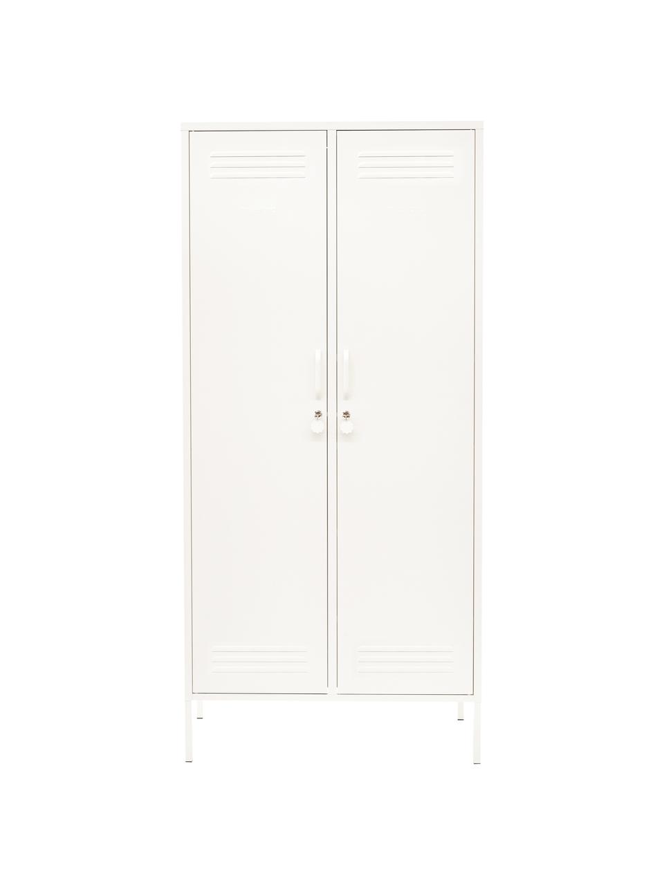 Malá šatní skříň Twinny, Ocel s práškovým nástřikem, Krémově bílá, Š 85 cm, V 183 cm