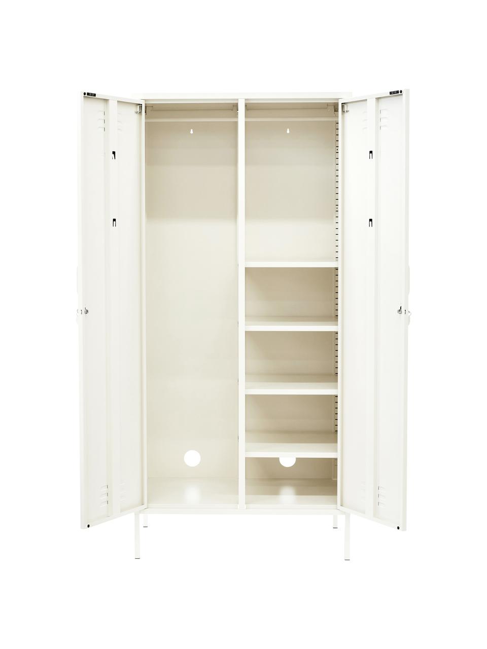 Petite armoire Twinny, Acier, revêtement par poudre, Blanc crème, larg. 85 x haut. 183 cm