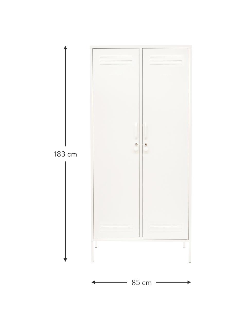 Armario taquilla pequeño The Twinny, Acero con pintura en polvo, Off White, An 85 x Al 183 cm