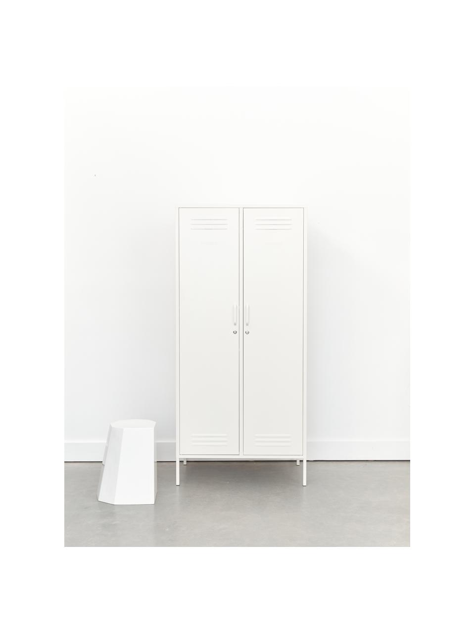 Armario taquilla pequeño The Twinny, Acero con pintura en polvo, Off White, An 85 x Al 183 cm