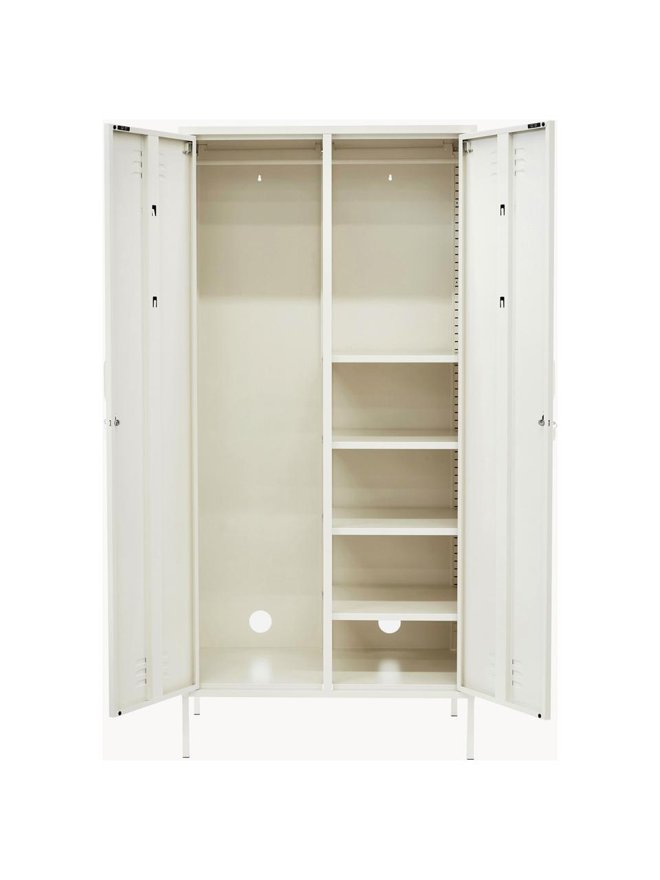 Armadietto The Twinny, Acciaio verniciato a polvere, Bianco latte, Larg. 85 x Alt. 183 cm