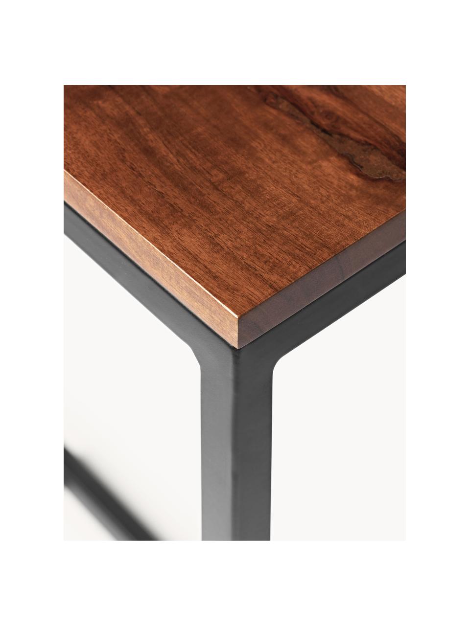 Stolik pomocniczy z drewna akacjowego Celow, Blat: lite drewno akacjowe, lak, Stelaż: metal malowany proszkowo, Drewno akacjowe, S 45 x W 62 cm