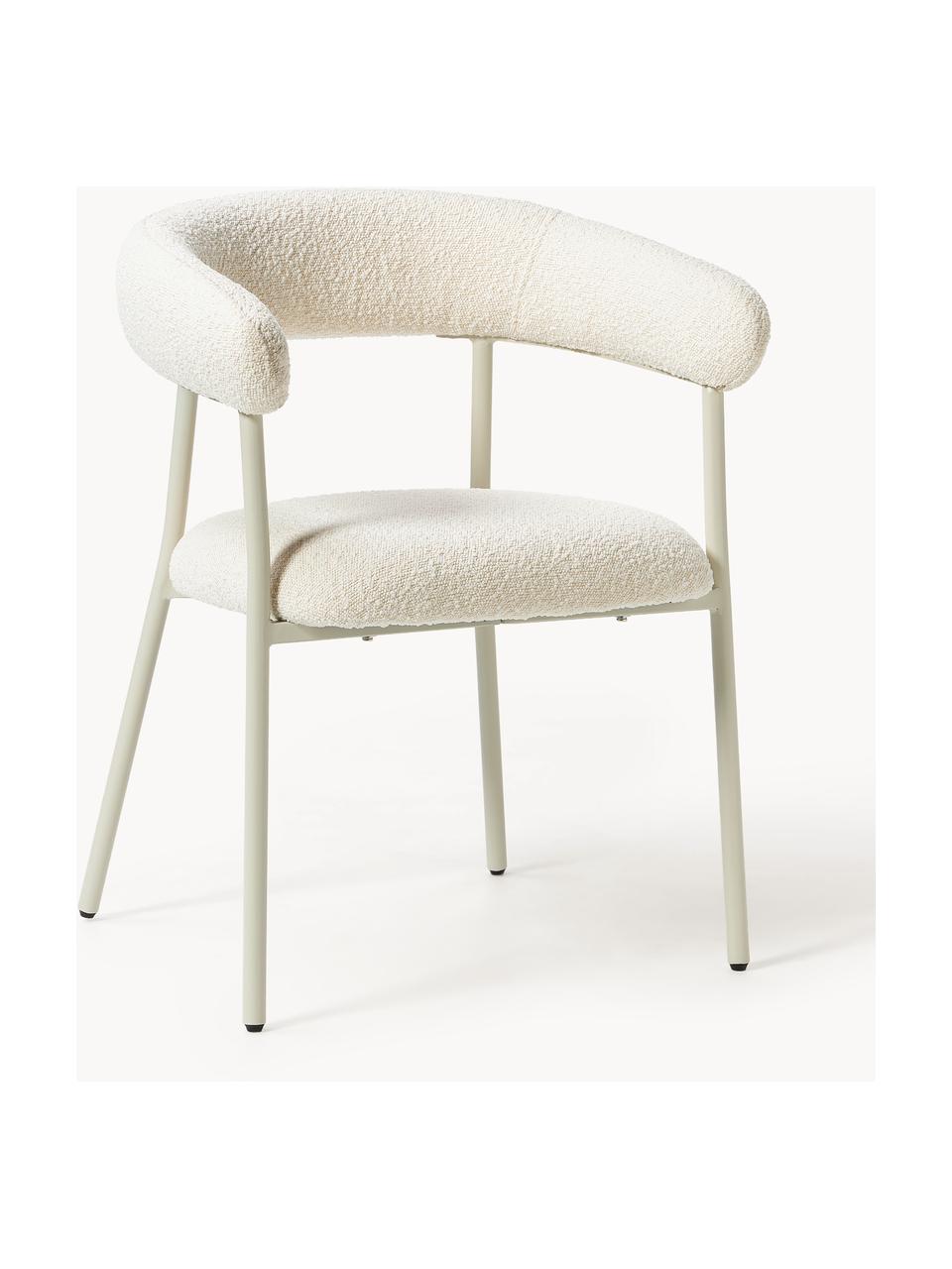 Chaises rembourrées en bouclette Thiago, 2 pièces, Tissu bouclé blanc cassé, larg. 60 x prof. 54 cm