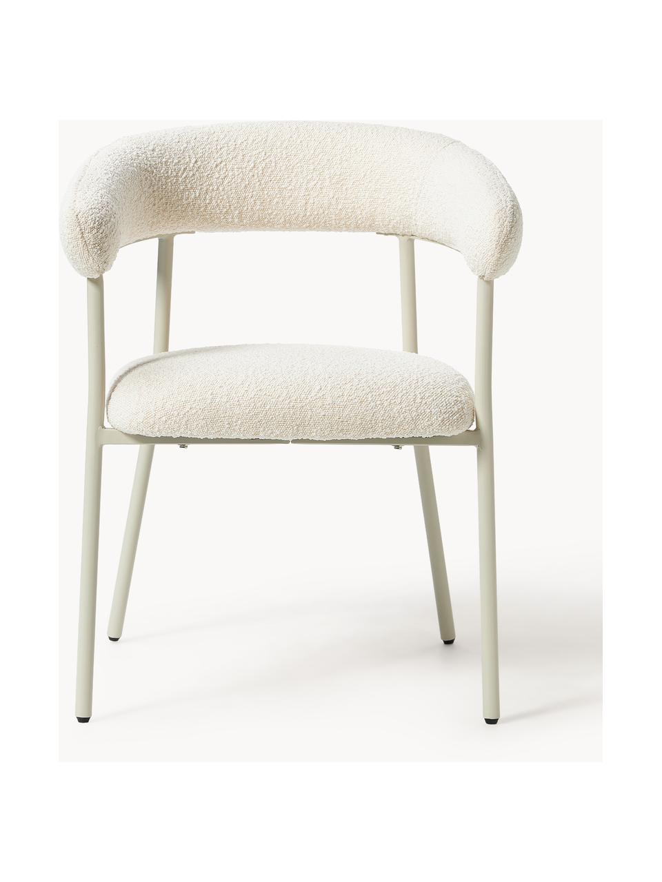 Chaises rembourrées en bouclette Thiago, 2 pièces, Tissu bouclé blanc cassé, larg. 60 x prof. 54 cm