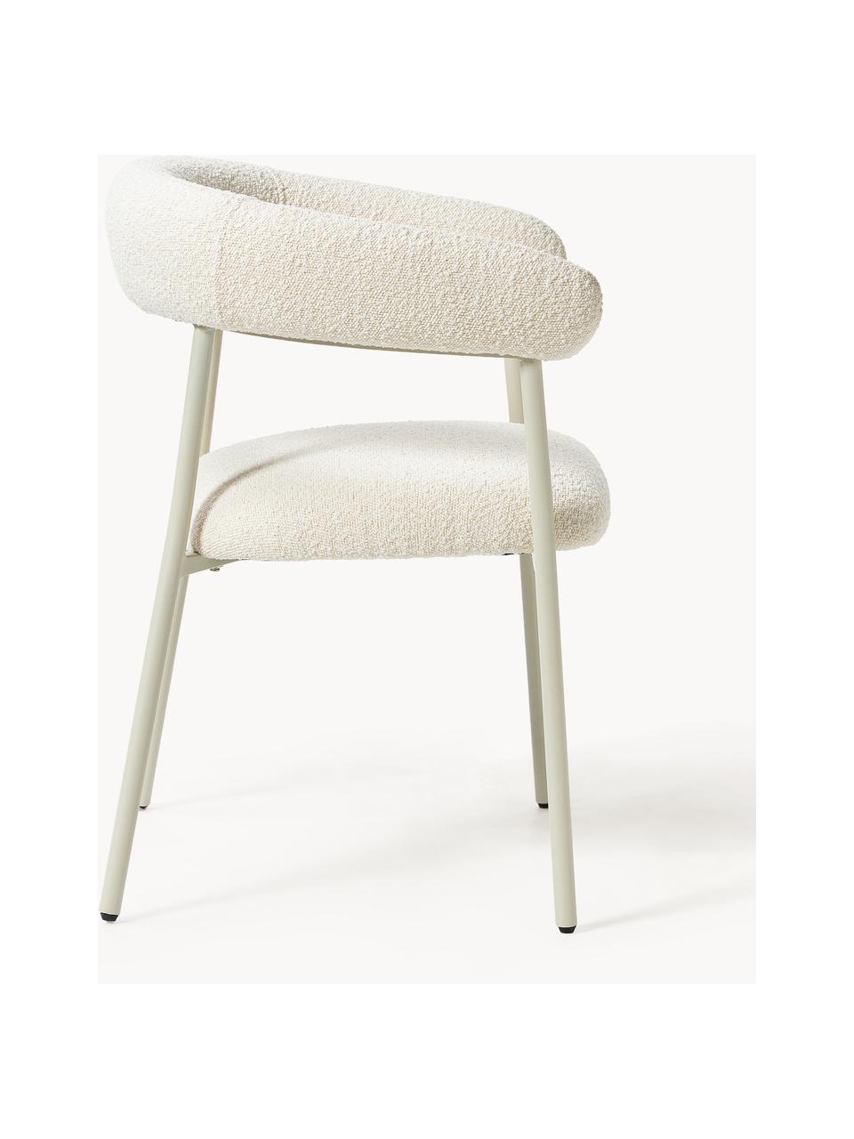 Chaises rembourrées en bouclette Thiago, 2 pièces, Tissu bouclé blanc cassé, larg. 60 x prof. 54 cm